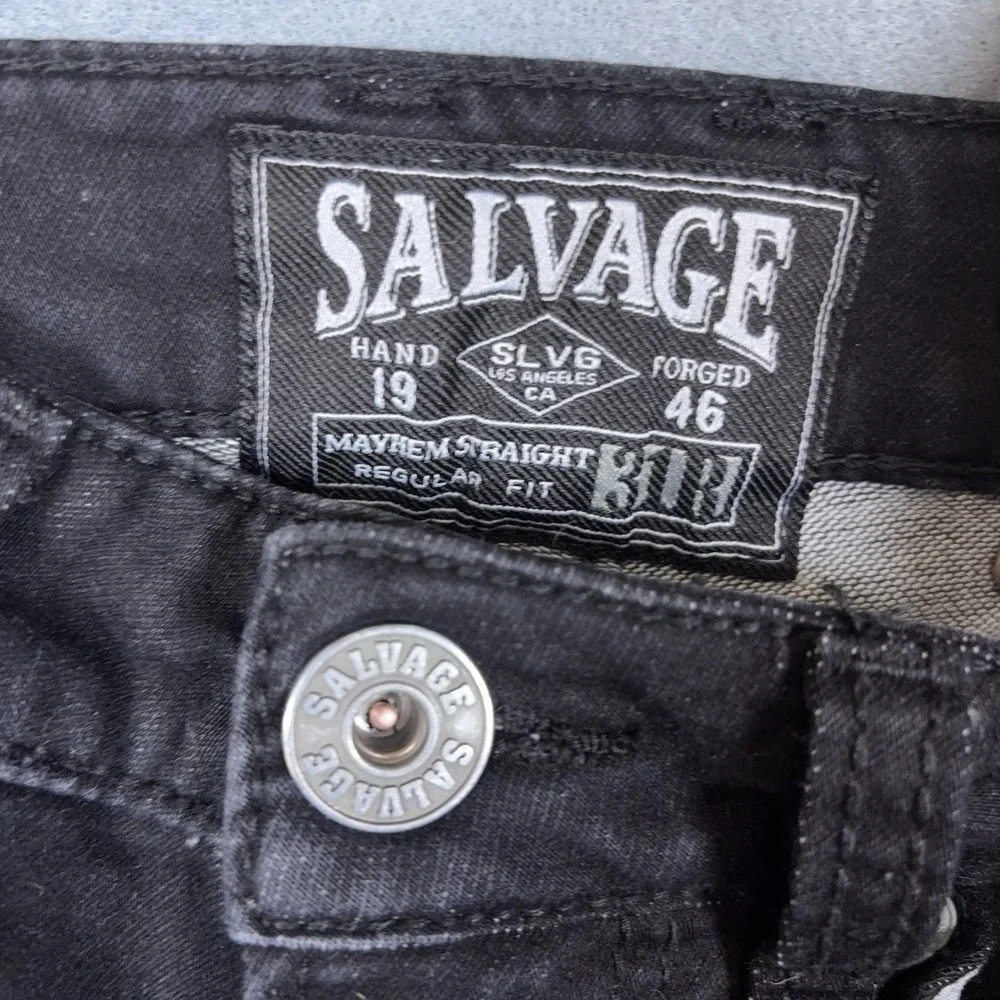 Salvage Supply Co Jeans Mens 31R (31x31) Black Mayhem Straight Reg Fit Y2K - Picture 4 of 10
